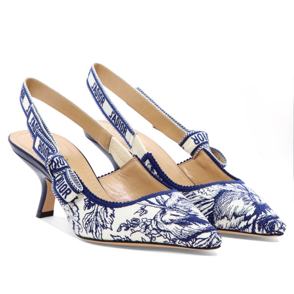 Dior Navy and Ivory j’adior Slingback Heels - Picture 2 of 6